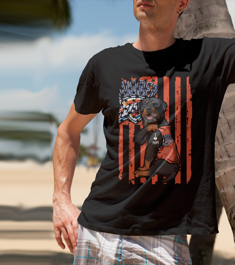 Rottweiler I Love Mom Oklahoma City Thunder Fan T-Shirt
