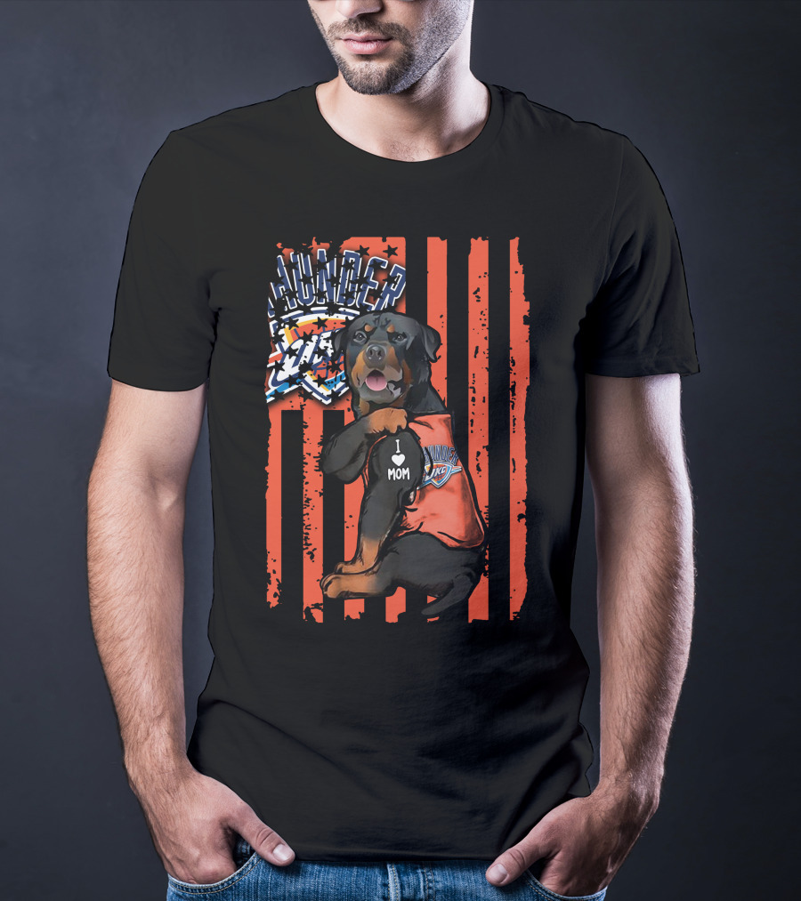 Rottweiler I Love Mom Oklahoma City Thunder Fan T-Shirt