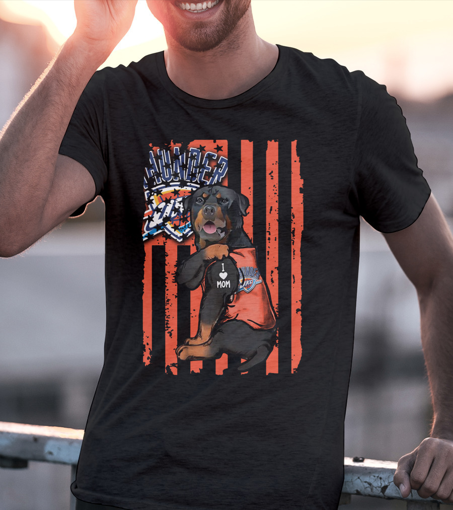 Rottweiler I Love Mom Oklahoma City Thunder Fan T-Shirt