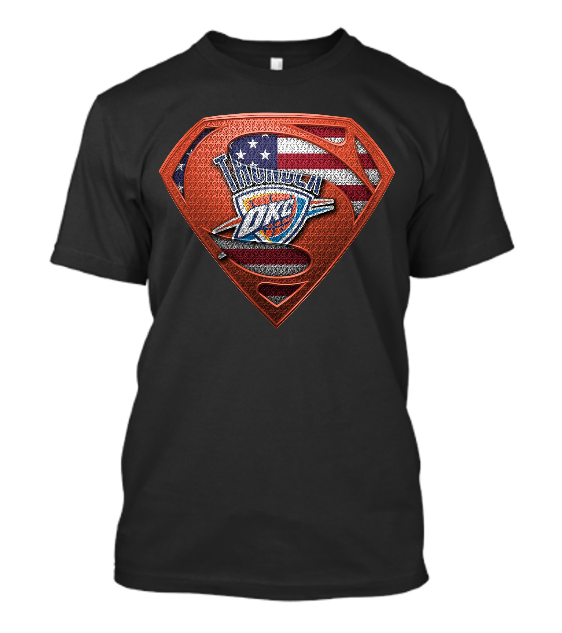 Oklahoma City Thunder Superman American Flag T-Shirt