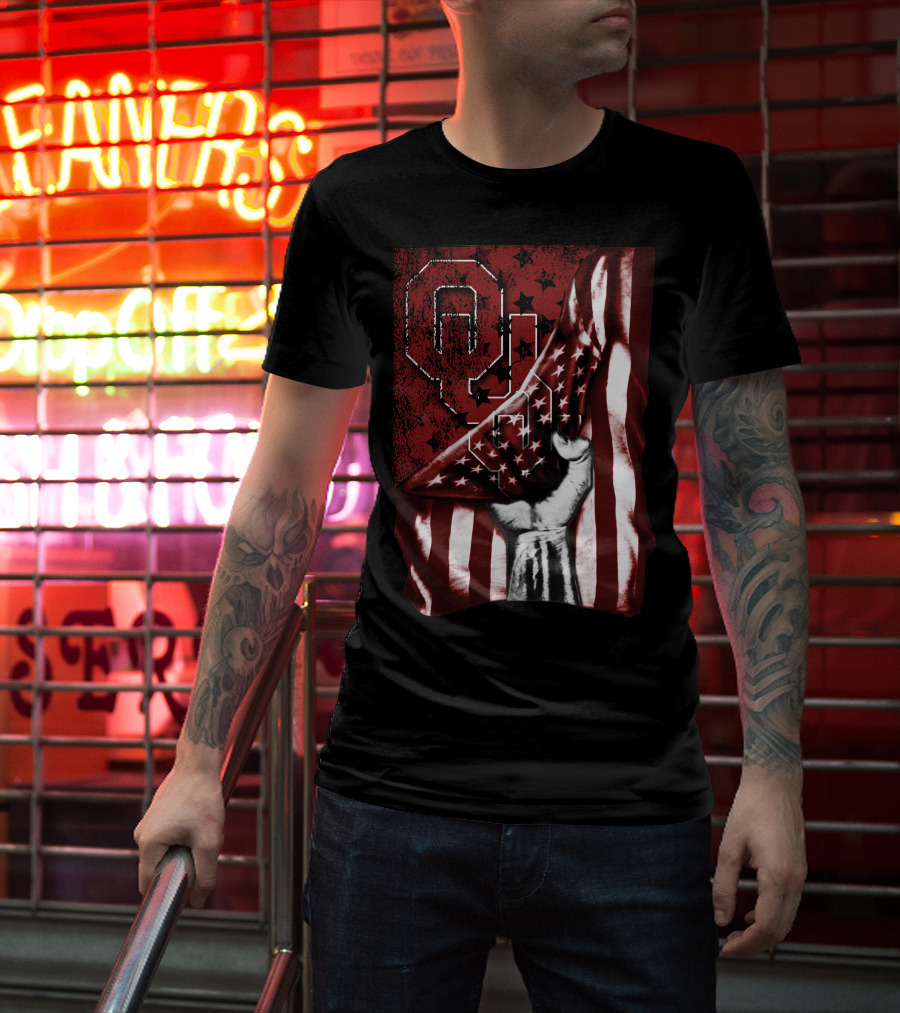 Oklahoma Sooners Flag Stars And Stripes Hand T-Shirt