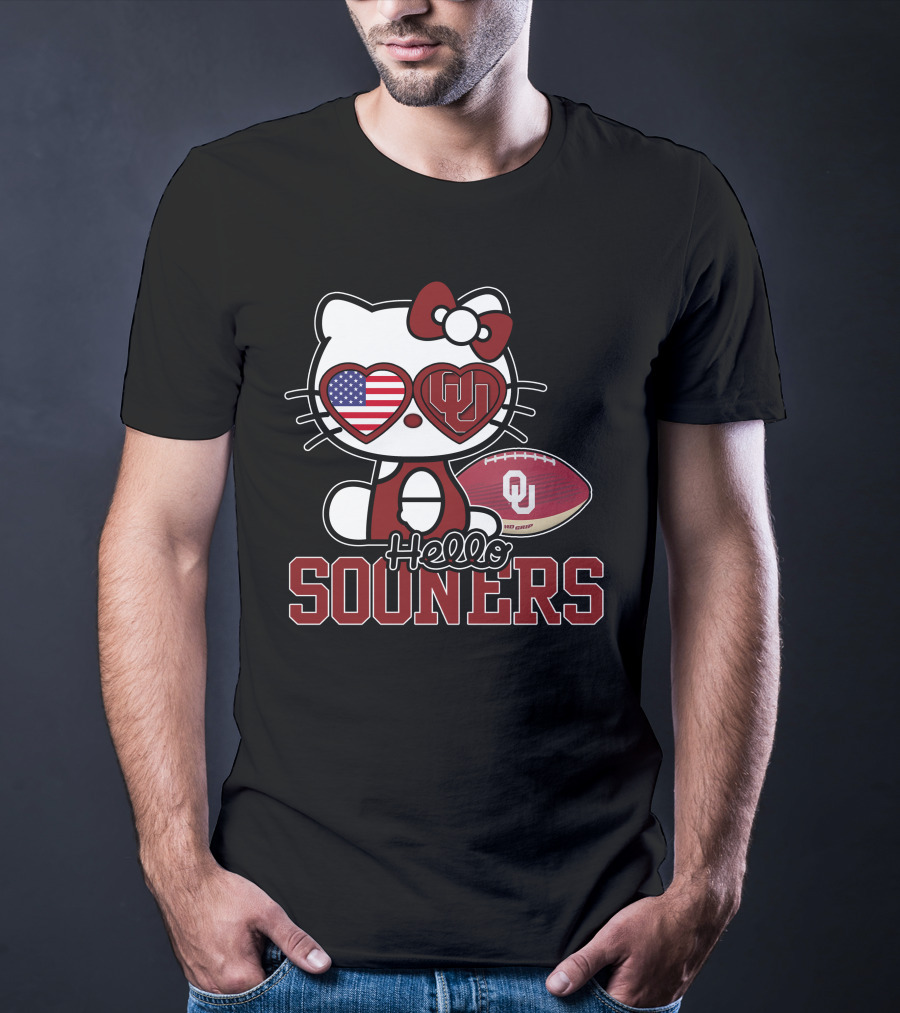 Hello Kitty Oklahoma Sooners Football American Flag T-Shirt
