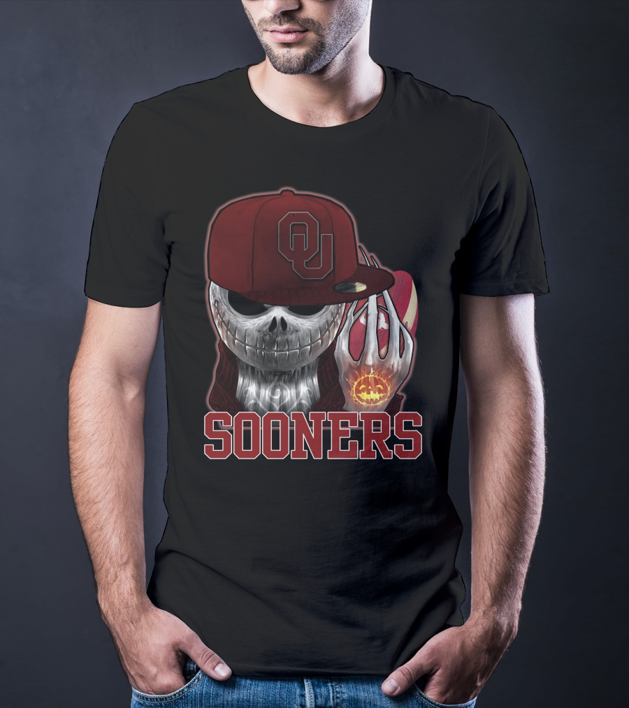 Jackskull Oklahoma Sooners Halloween Skeleton Pumpkin T-Shirt