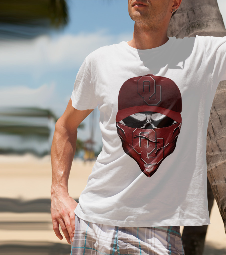 OU Skull Red Cap Bandana Oklahoma Sooners T-Shirt