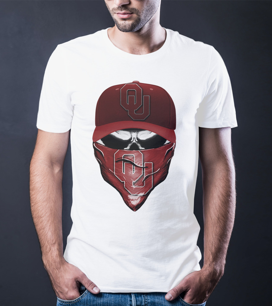 OU Skull Red Cap Bandana Oklahoma Sooners T-Shirt