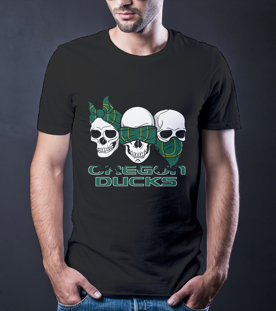 3 Skull Oregon Ducks Bandana T-Shirt
