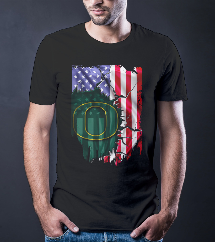 American Flag Oregon Ducks T-Shirt
