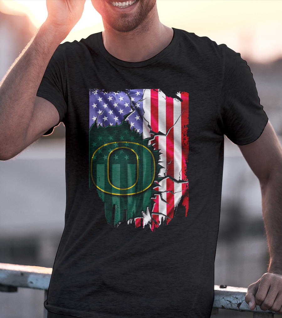 American Flag Oregon Ducks T-Shirt