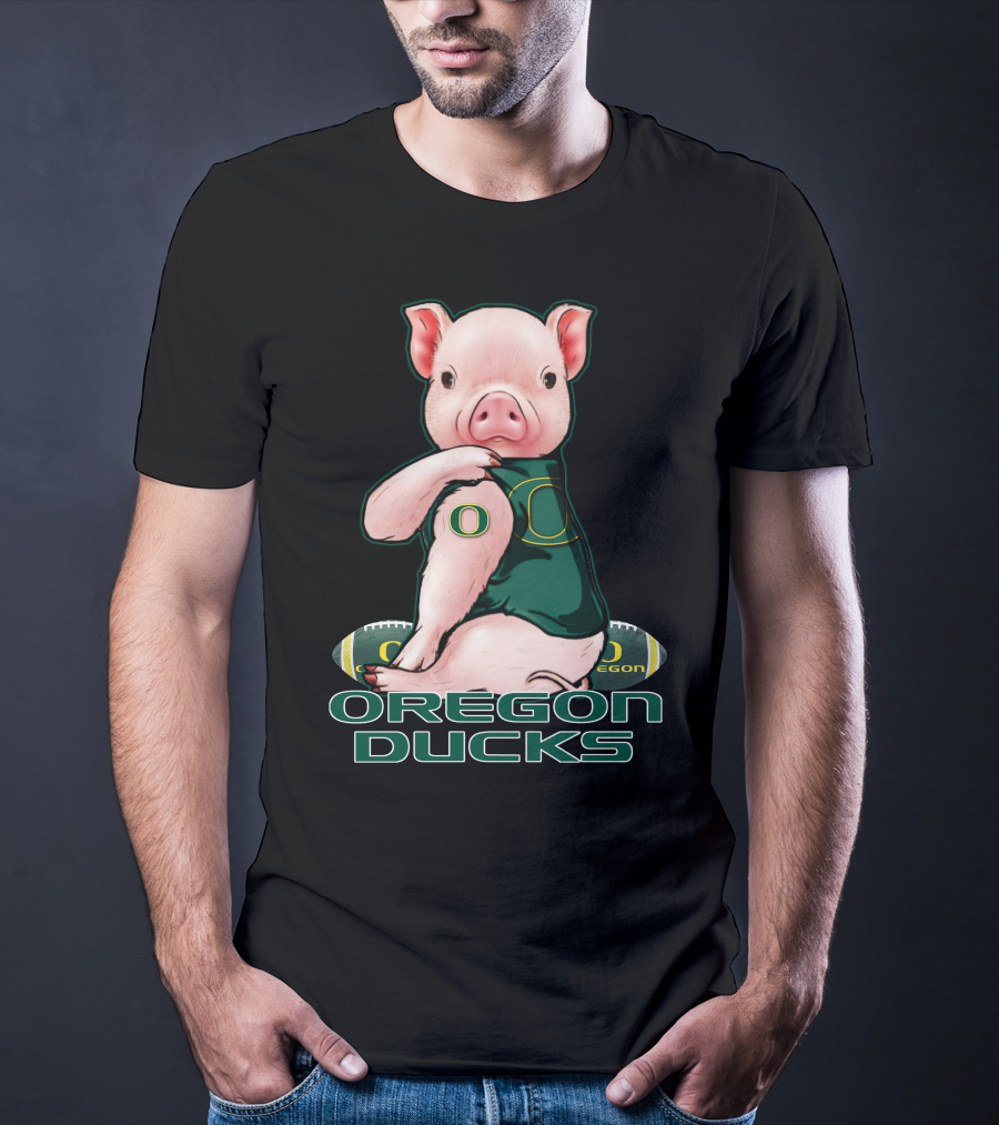 Pig Wearing Oregon Ducks Football Jersey T-Shirt