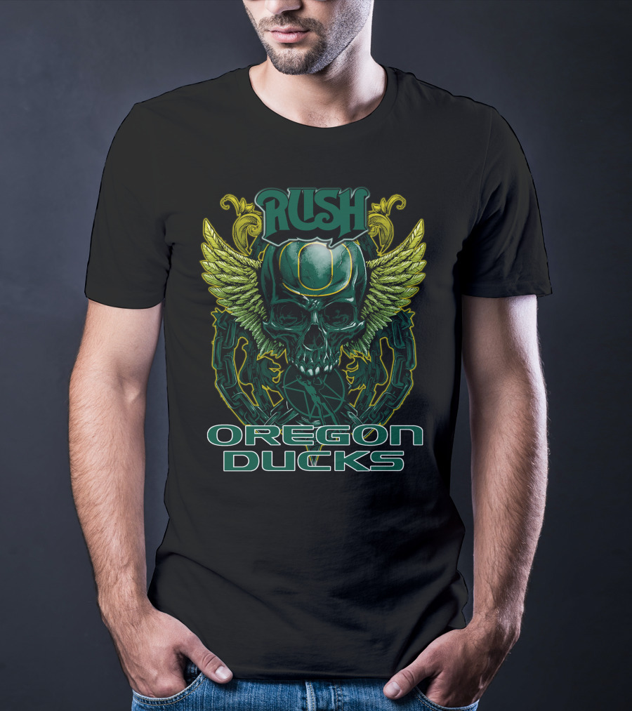 Rush Oregon Ducks Winged Skull Emblem T-Shirt