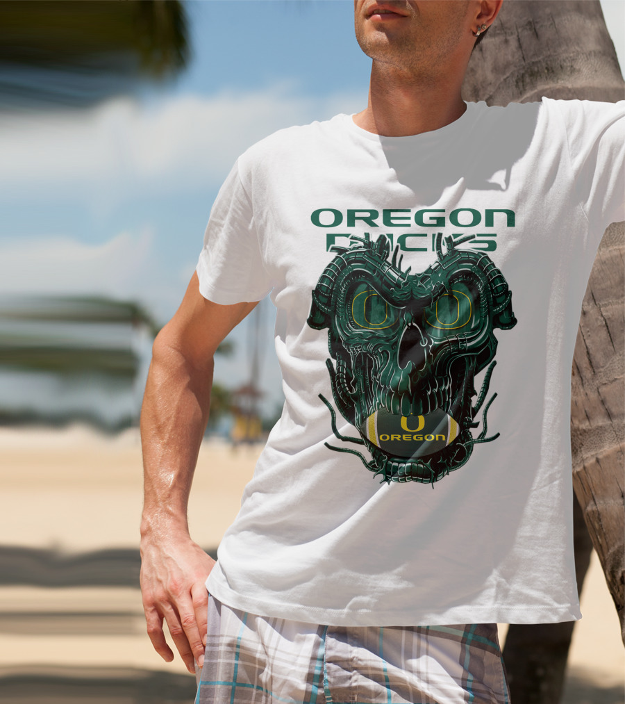 Oregon Ducks Dragonskull Football Fusion T-Shirt