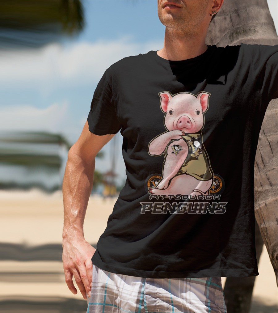 Pittsburgh Penguins Pig In Jersey With Team T-Shirt