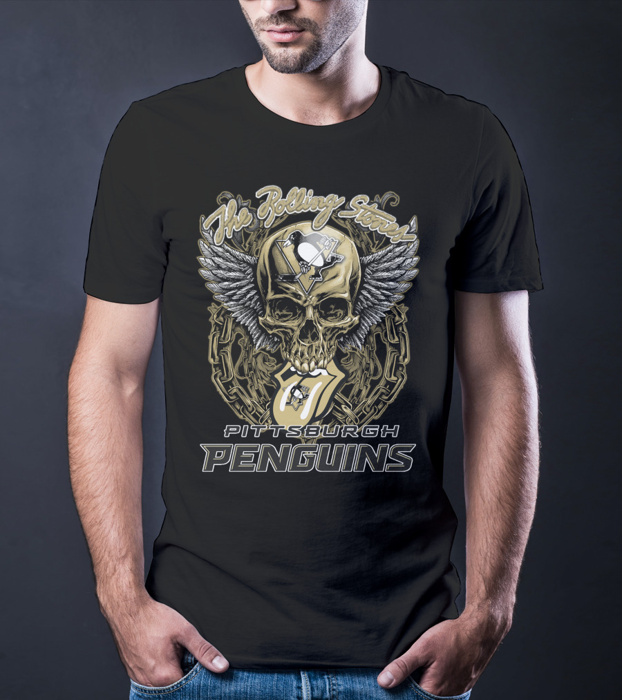 The Rolling Stones Pittsburgh Penguins Skull And Wings Logo Collaboration T-Shirt