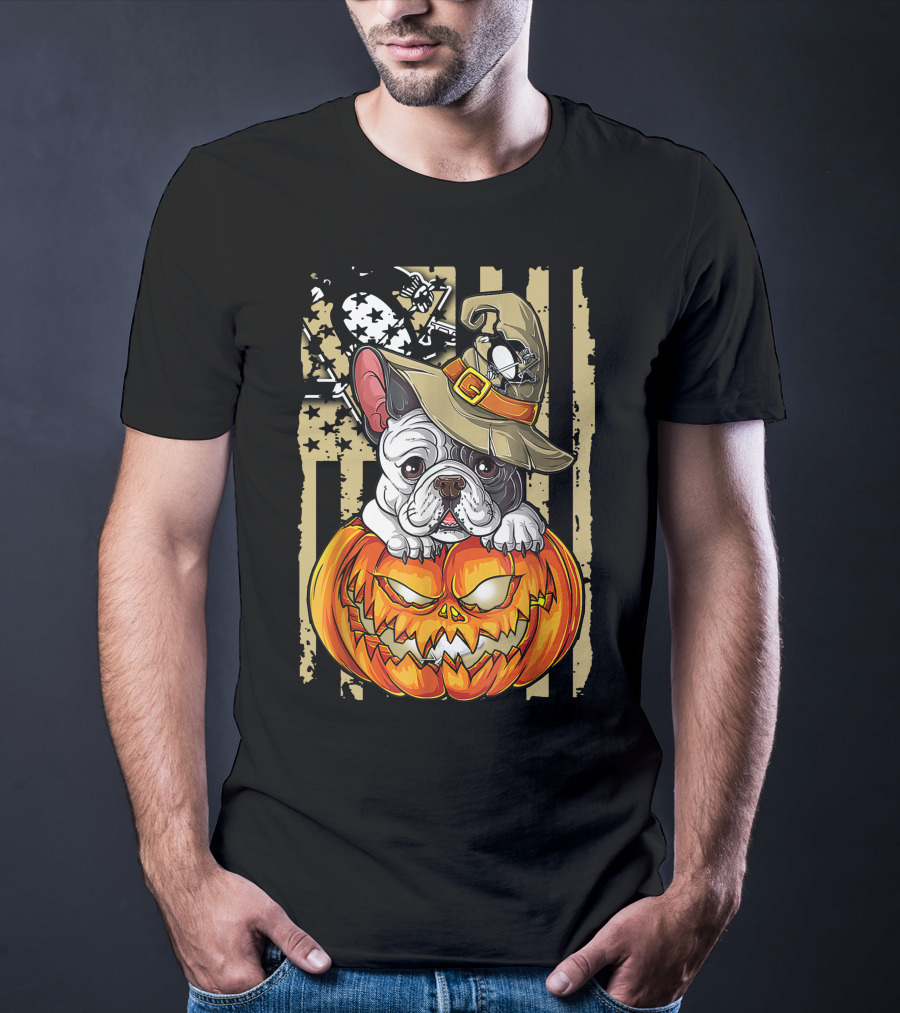 Hlw Bulldog Pumpkin Pittsburgh Penguins Halloween T-Shirt