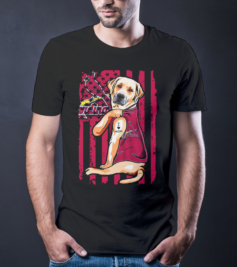 Labrador Retriever I Love Mom St. Louis Cardinals T-Shirt
