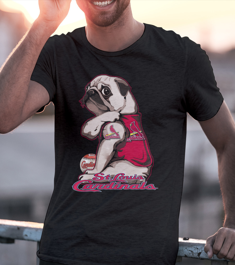St. Louis Cardinals Pug With Baseball T-Shirt