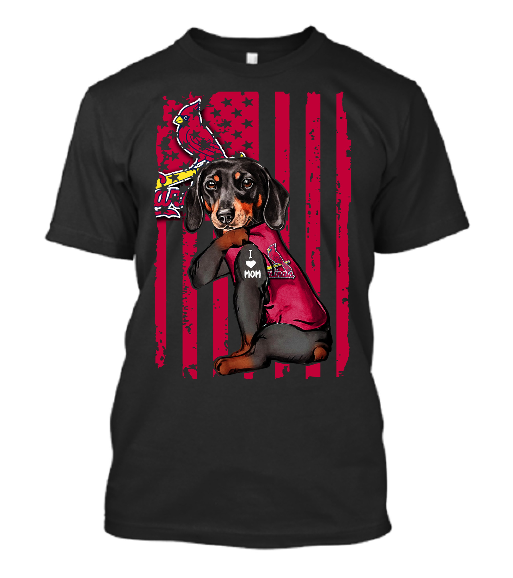 Dachshund St. Louis Cardinals I Love Mom T-Shirt