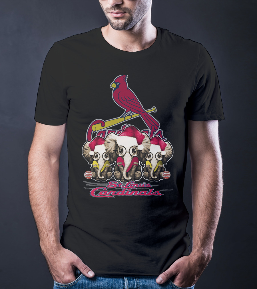 Elephants Santa Hats St. Louis Cardinals Christmas T-Shirt