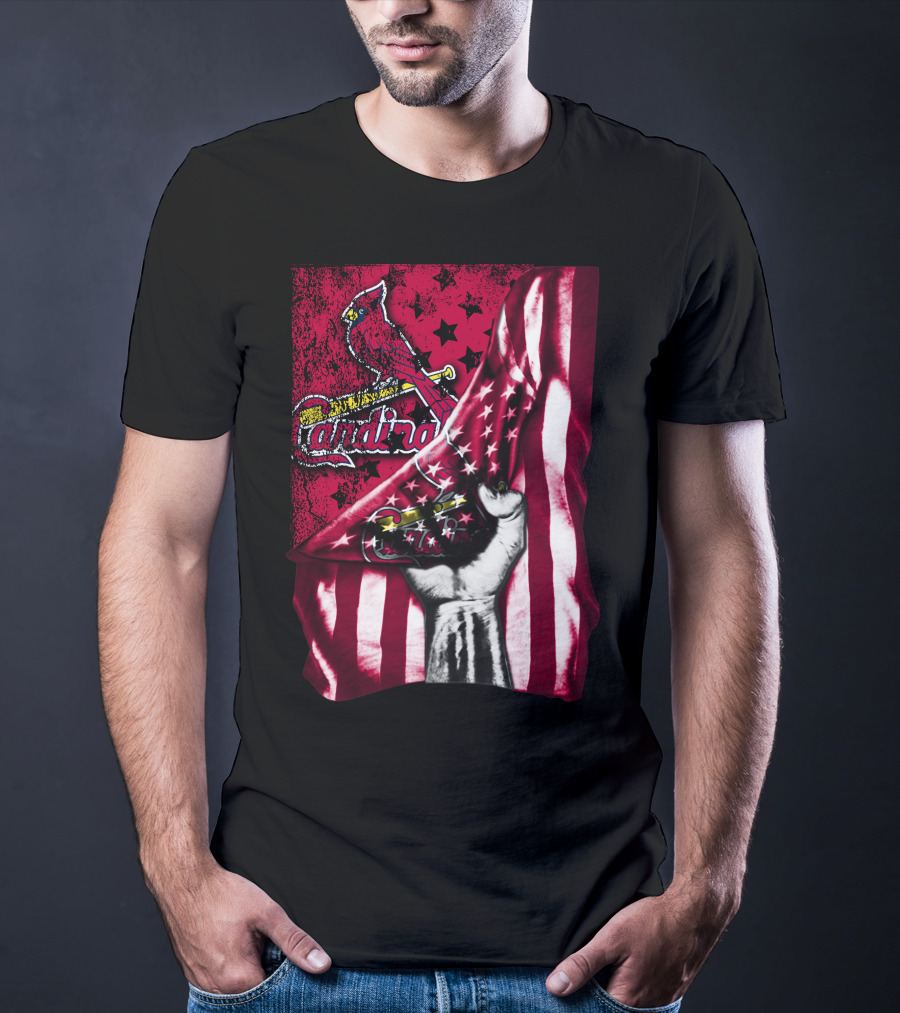 Flag St. Louis Cardinals Stars And Stripes Fist T-Shirt