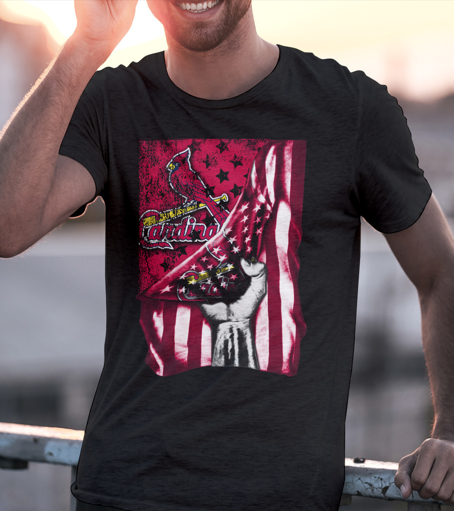 Flag St. Louis Cardinals Stars And Stripes Fist T-Shirt