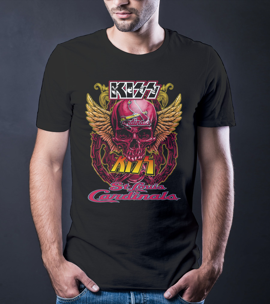 Kiss Cardinals Skull Wings St. Louis Cardinals T-Shirt