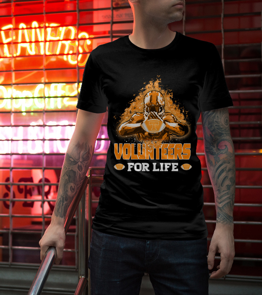 Volunteers For Life Tennessee Football Player Flames T-Shirt
