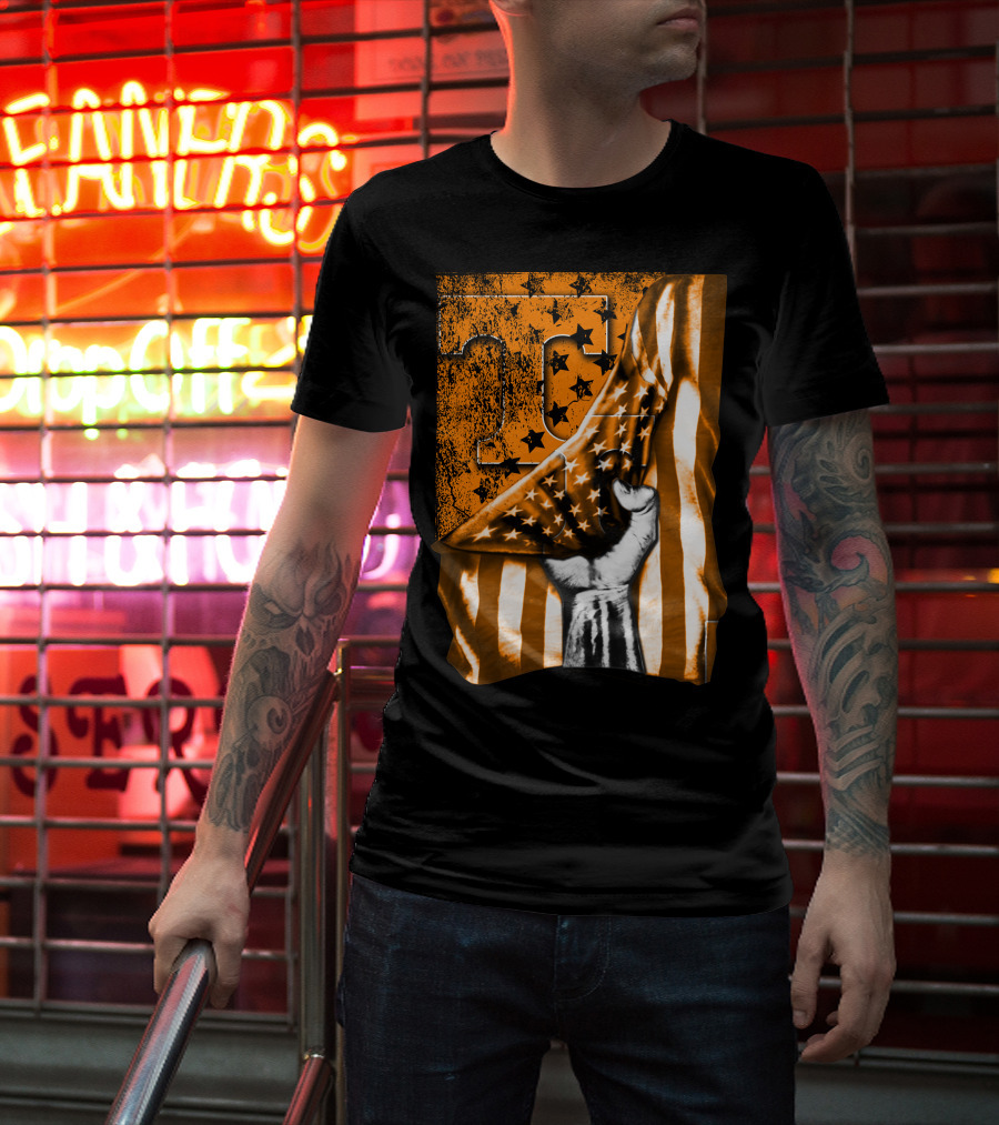 Tennessee Volunteers Flag Grunge Stars Stripes Fist Orange T T-Shirt