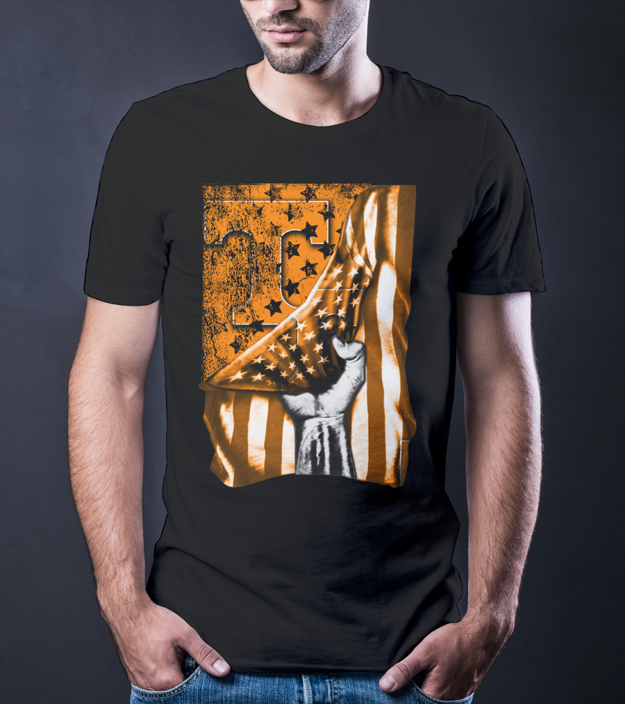 Tennessee Volunteers Flag Grunge Stars Stripes Fist Orange T T-Shirt
