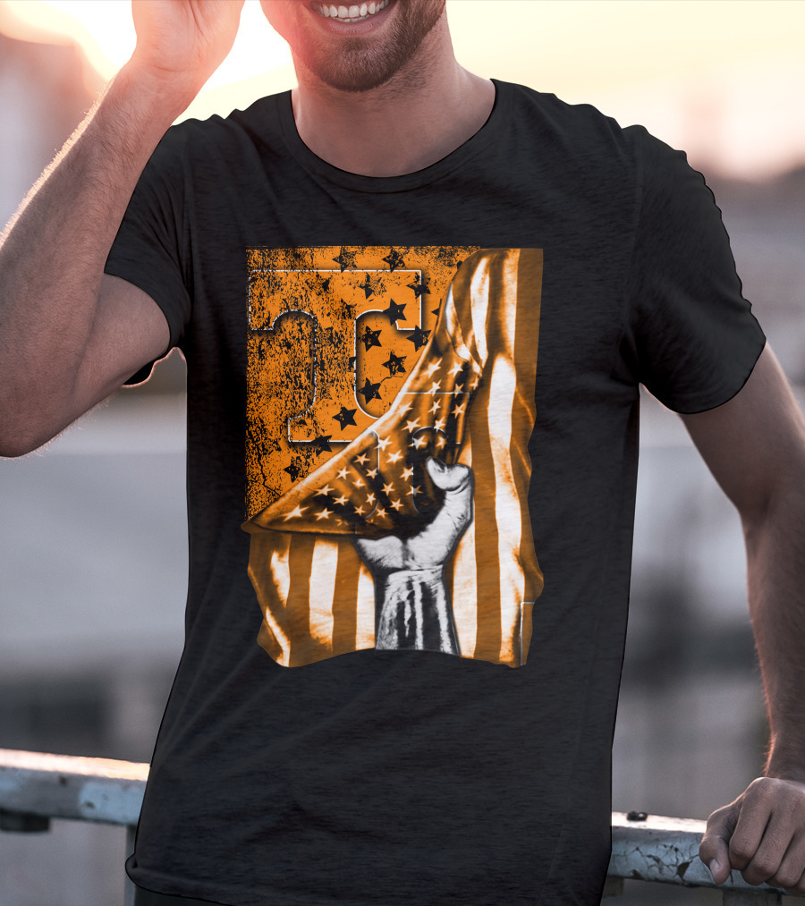 Tennessee Volunteers Flag Grunge Stars Stripes Fist Orange T T-Shirt