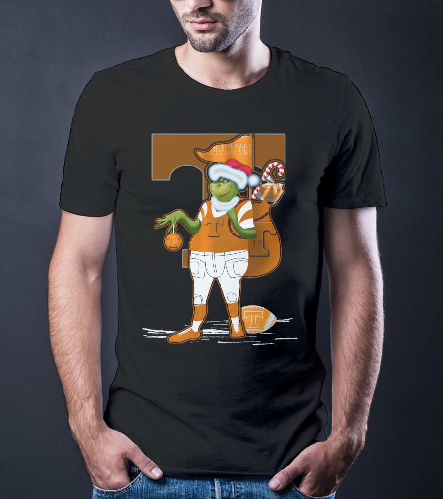 Grinchxmas Tennessee Volunteers Holiday Football Spirit T-Shirt