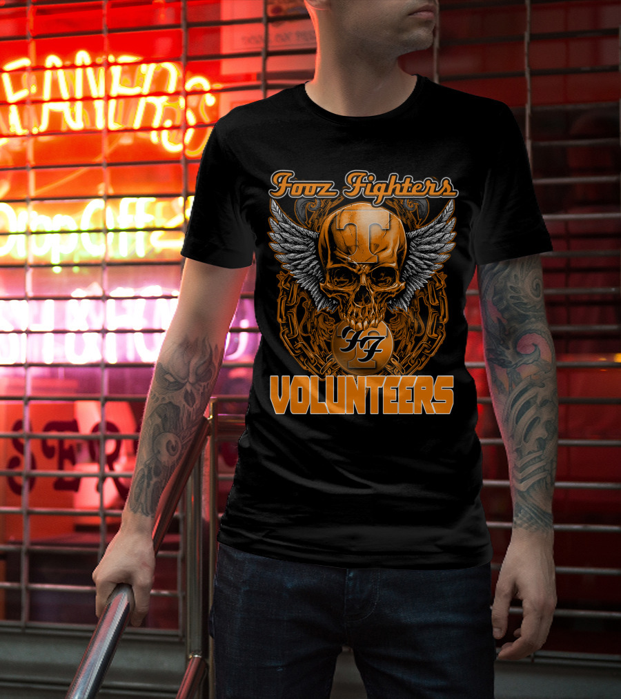 Fooz Fighters Volunteers Tennessee Skull Wings T-Shirt