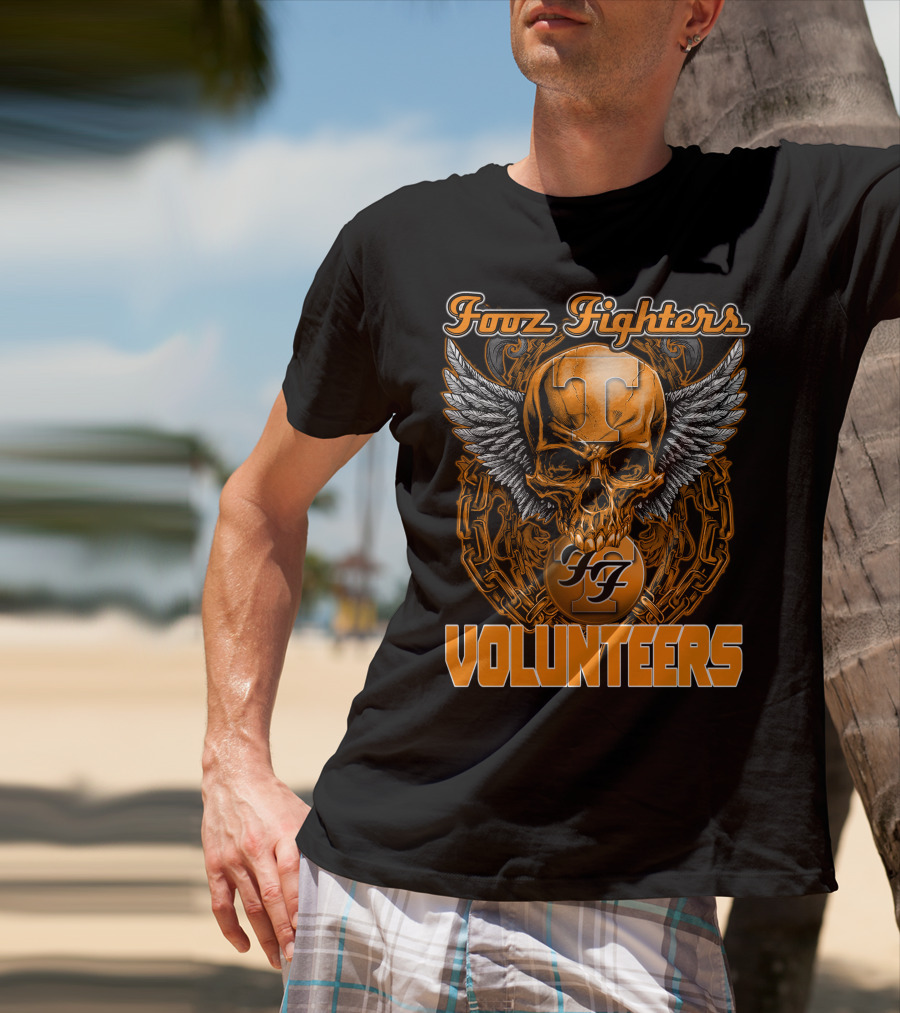 Fooz Fighters Volunteers Tennessee Skull Wings T-Shirt