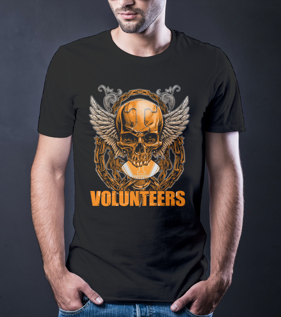Winged Skull Tennessee Volunteers Football Orange Chains T-Shirt