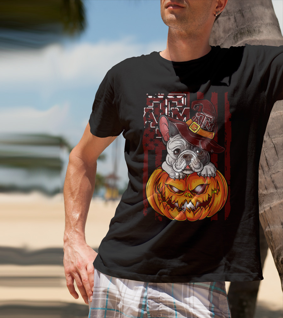Hlw Bulldog Texas A&M Aggies Halloween Pumpkin Hat T-Shirt