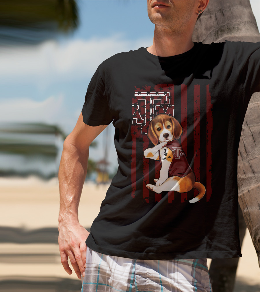 Texas A&M Aggies Beagle I Love Mom T-Shirt