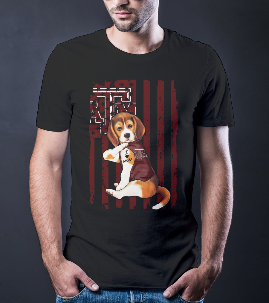 Texas A&M Aggies Beagle I Love Mom T-Shirt