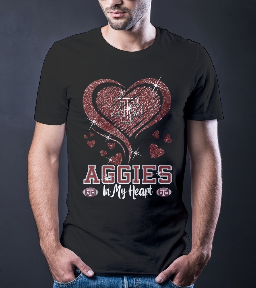 Aggies In My Heart Texas A&M Football Sparkling T-Shirt
