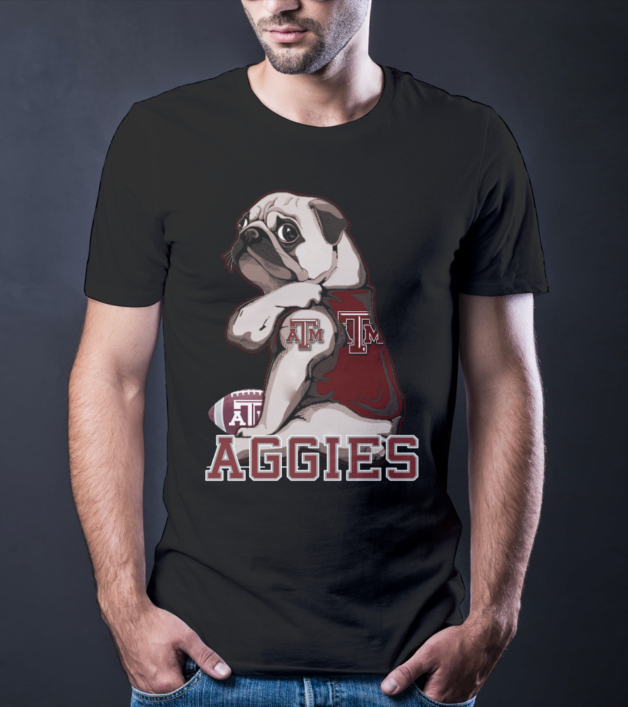 Pug Texas A&M Aggies Football Team Mascot T-Shirt
