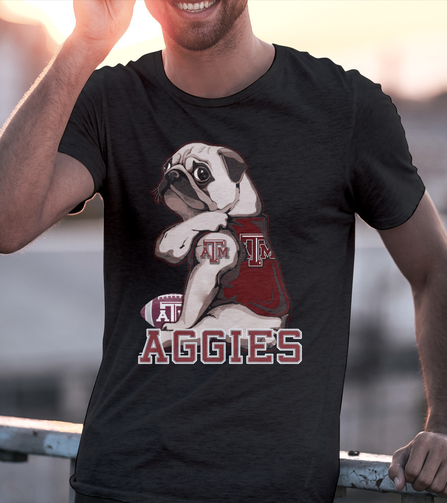 Pug Texas A&M Aggies Football Team Mascot T-Shirt