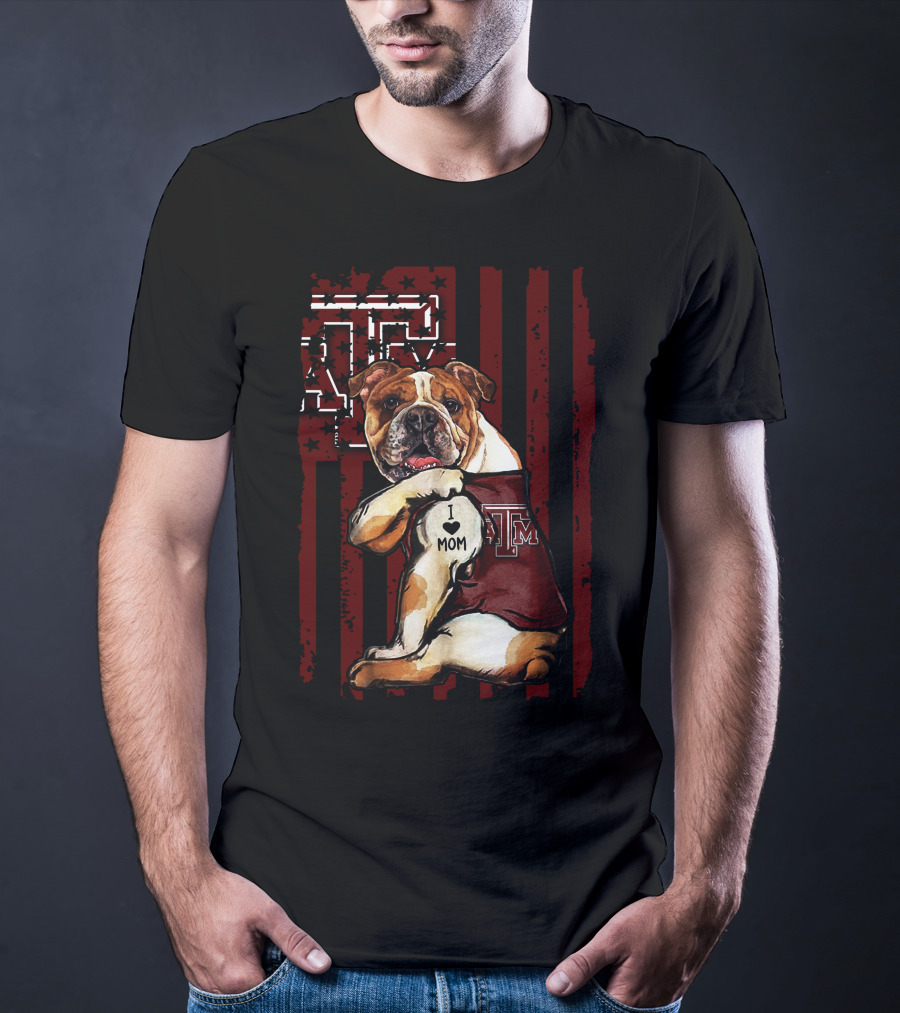 Texas A&M Aggies Bulldog I Love Mom T-Shirt