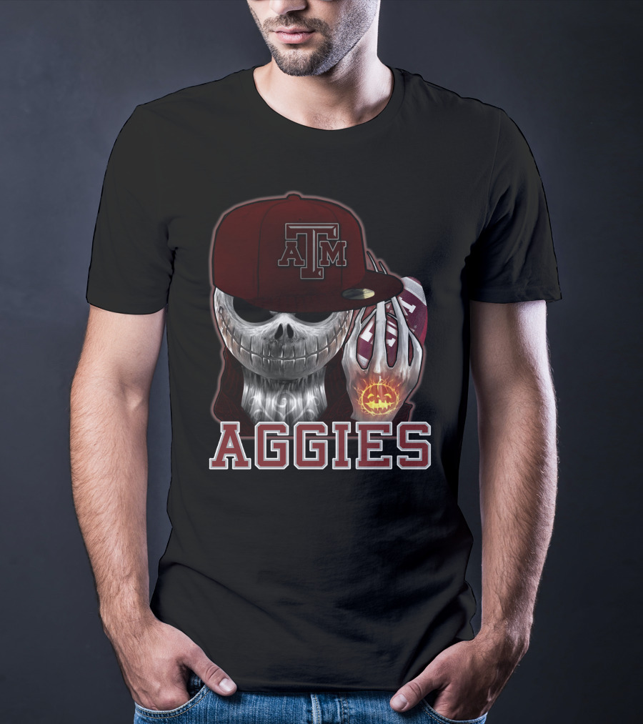 Jackskull Texas A&M Aggies Halloween Football T-Shirt