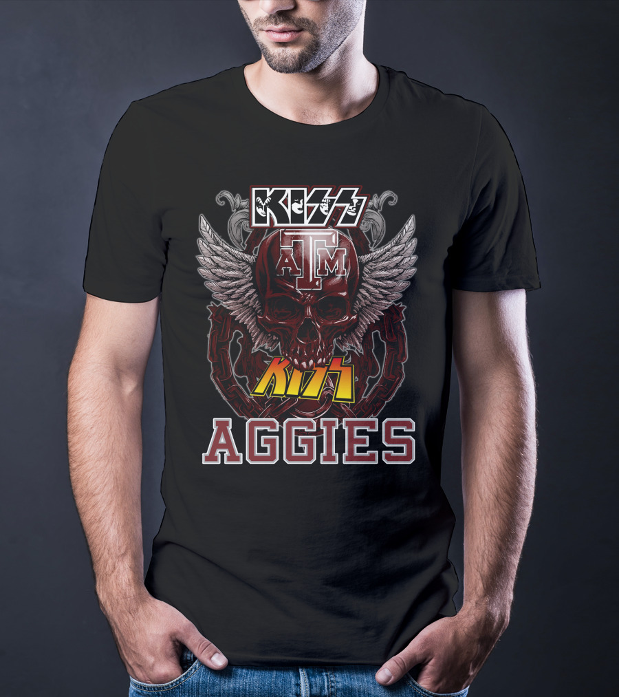 Kiss Texas A&M Aggies Skull Logo Wings T-Shirt