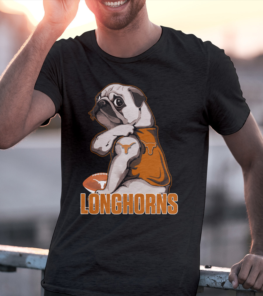 Pug Longhorns Football T-Shirt