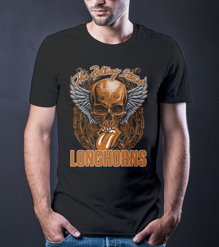 The Rolling Stones Texas Longhorns Skull Winged Tongue T-Shirt
