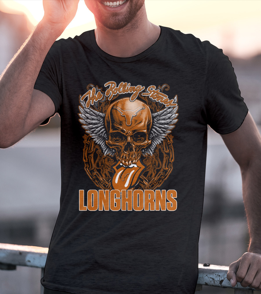 The Rolling Stones Texas Longhorns Skull Winged Tongue T-Shirt