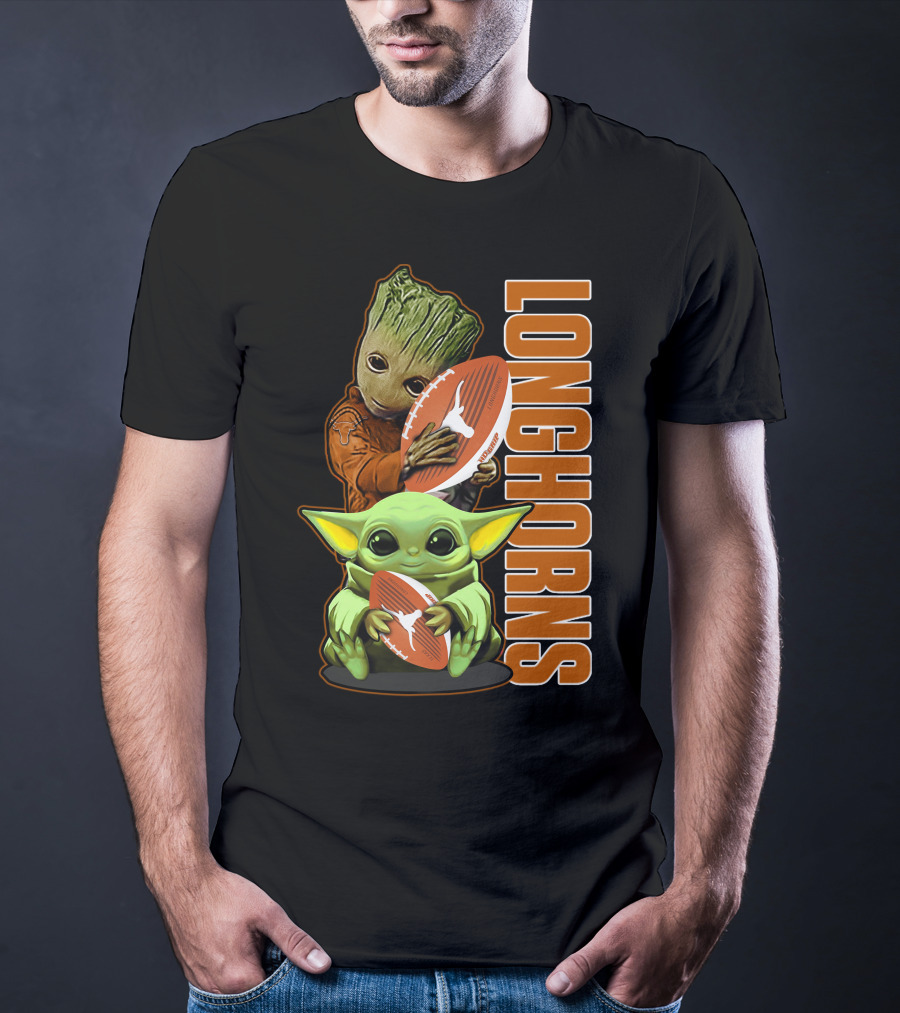Grzd Texas Longhorns Football Grogu Groot T-Shirt