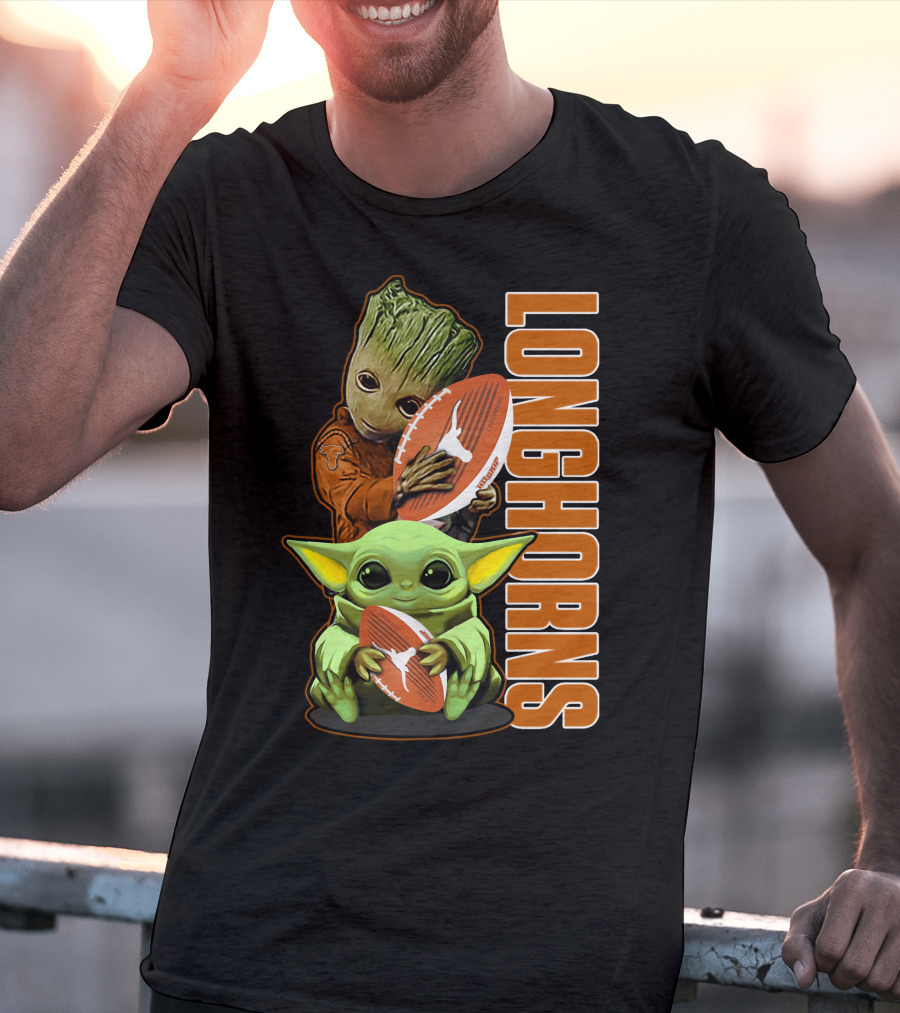 Grzd Texas Longhorns Football Grogu Groot T-Shirt