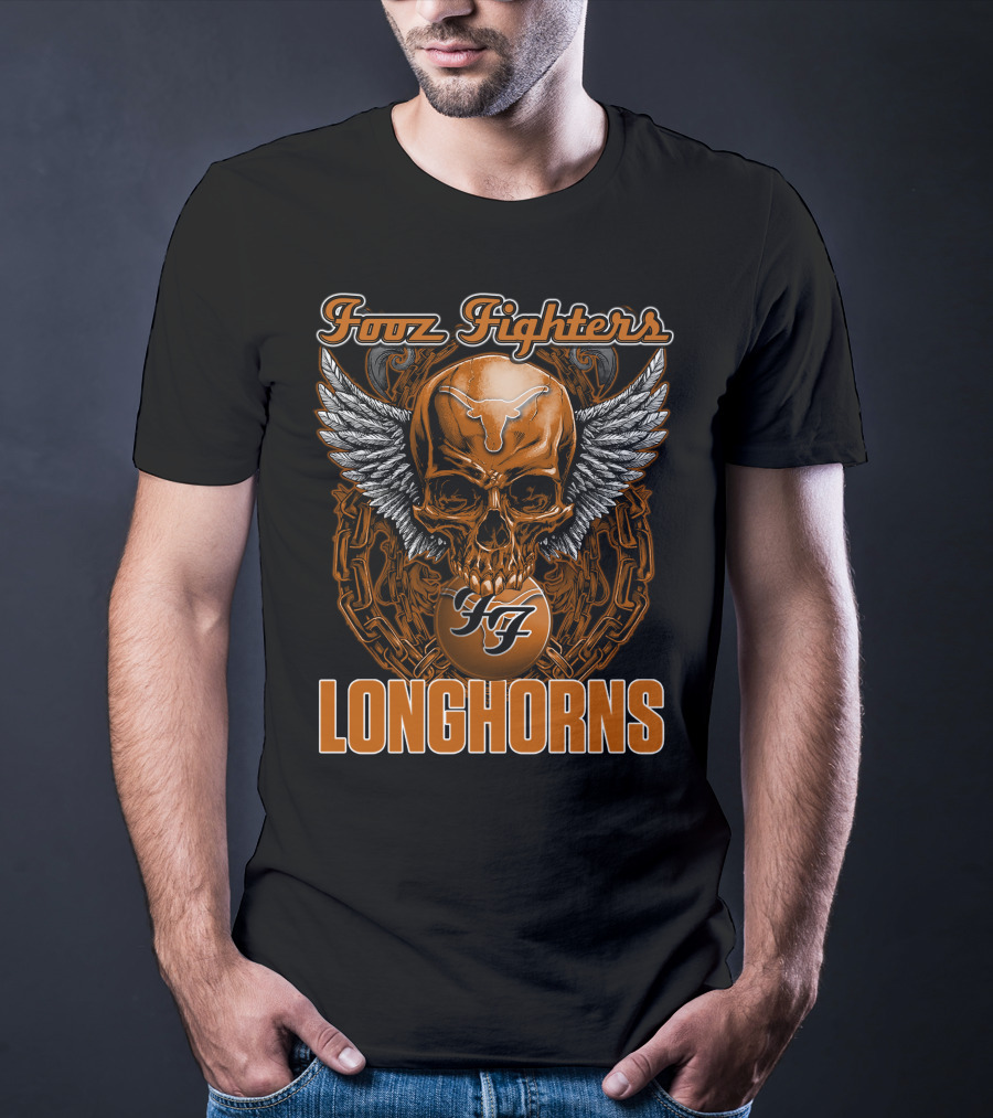 Foo Fighters Longhorns Texas Skull Wings T-Shirt