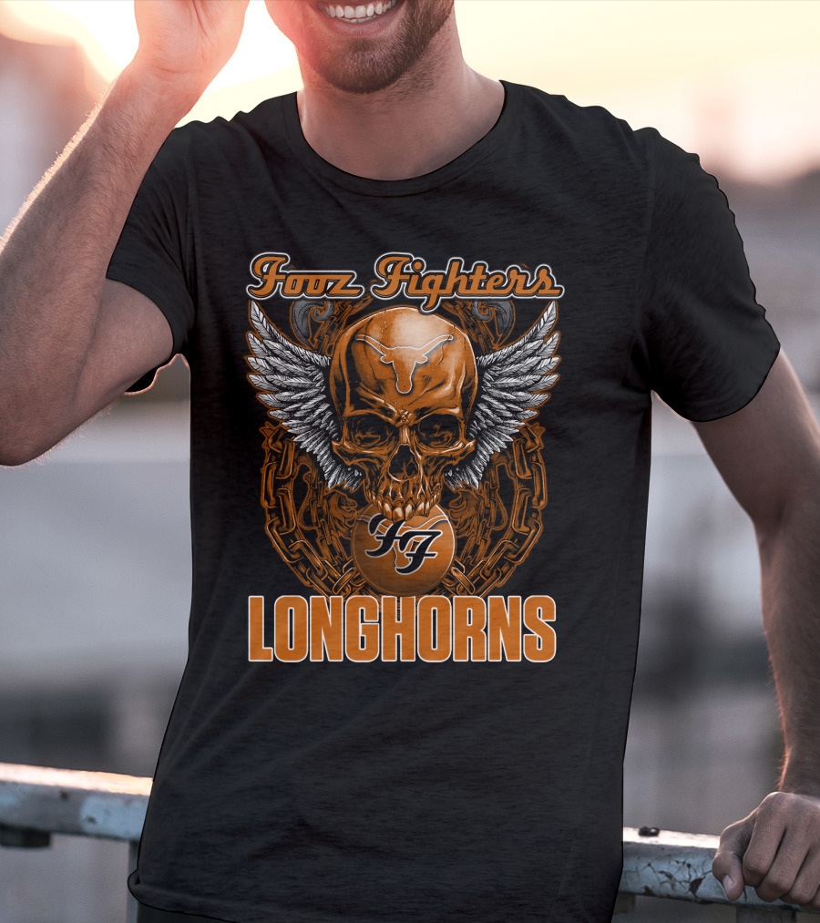 Foo Fighters Longhorns Texas Skull Wings T-Shirt