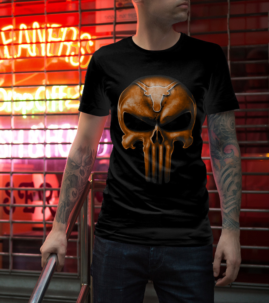 Texas Longhorns Punisher Skull T-Shirt